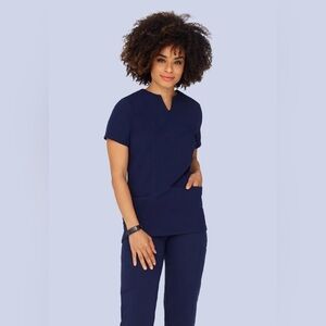 Mandala Scrubs- 5 Pocket Notch Neck Top- Color: Navy- Size: Medium